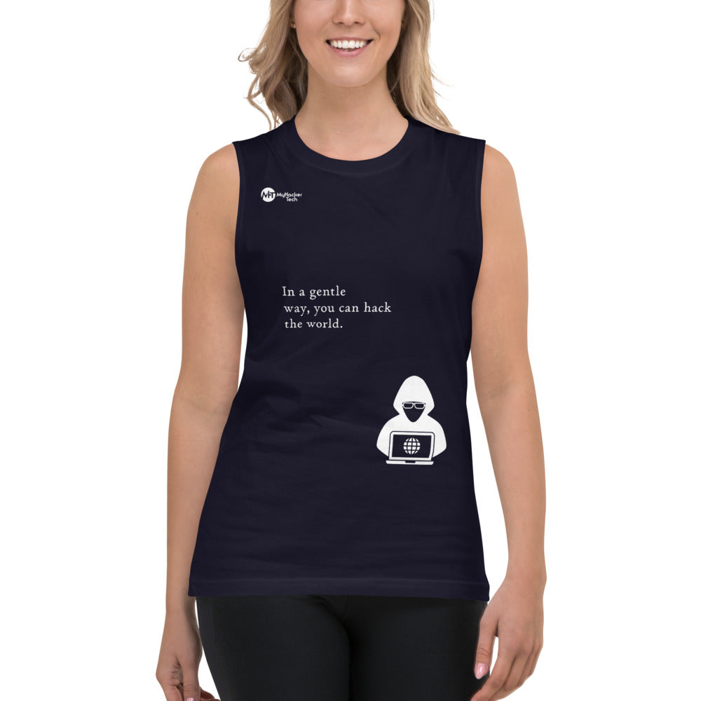 You can hack the world - Muscle Shirt (white text) by DarkByteGear