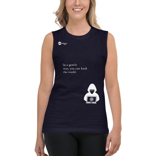 You can hack the world - Muscle Shirt (white text) by DarkByteGear
