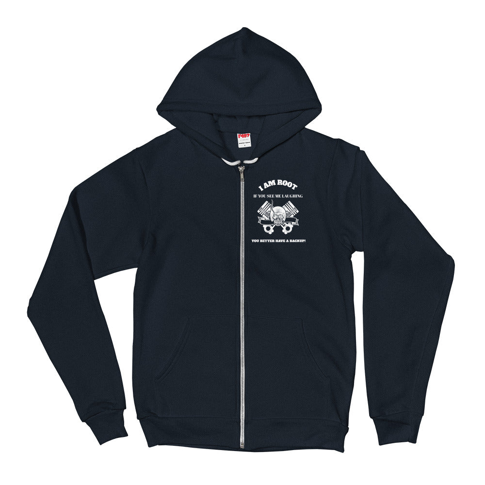 I Am Root If You See Me Laughing You Better Have A Backup - Hoodie sweater (white text) by DarkByteGear
