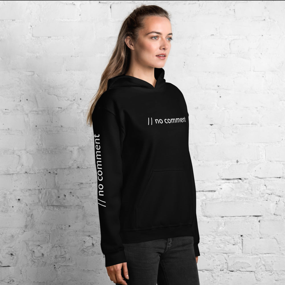 // no comment - Unisex Hoodie ( with sleeve and front designs ) by DarkByteGear