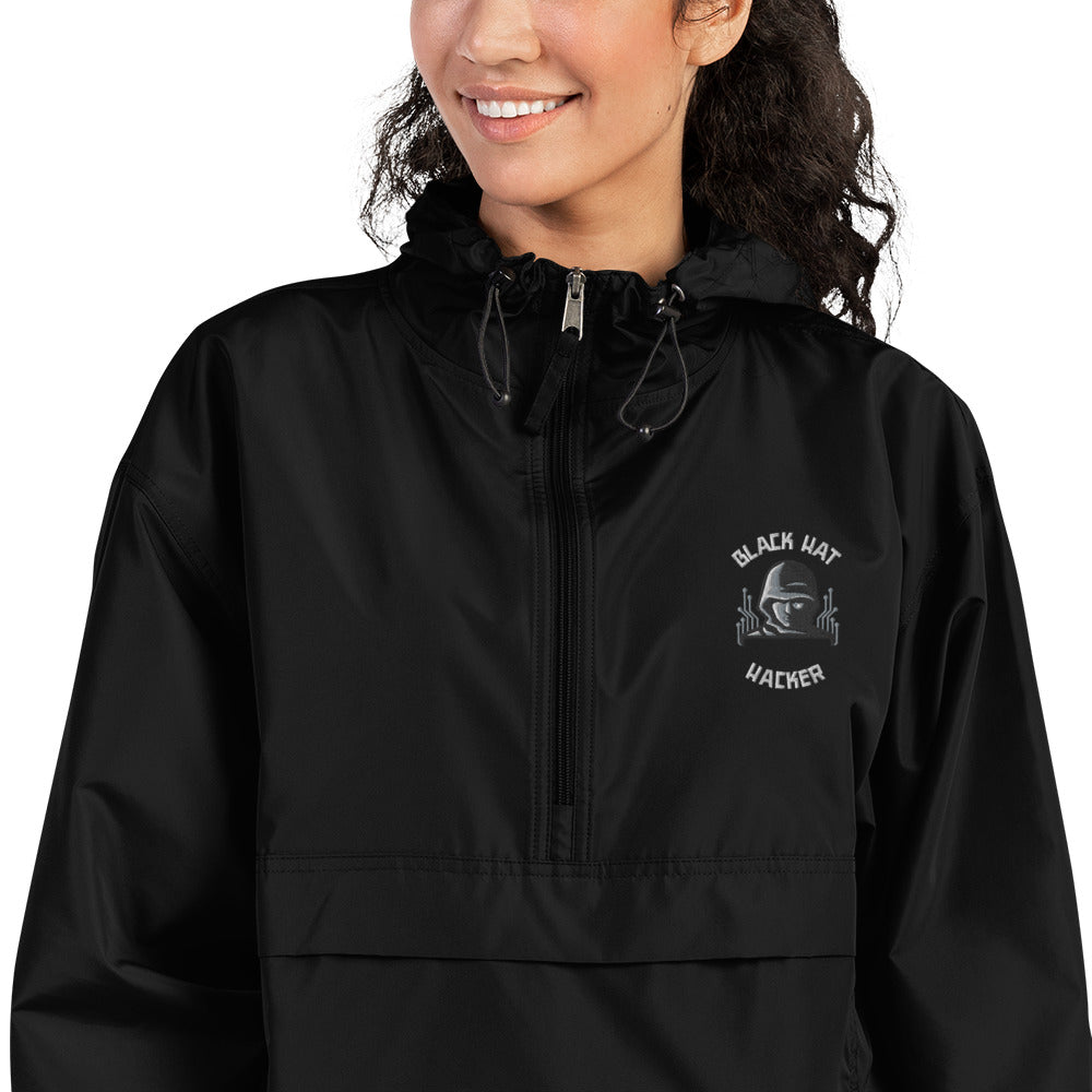 Black Hat Hacker - Embroidered Champion Packable Jacket by DarkByteGear