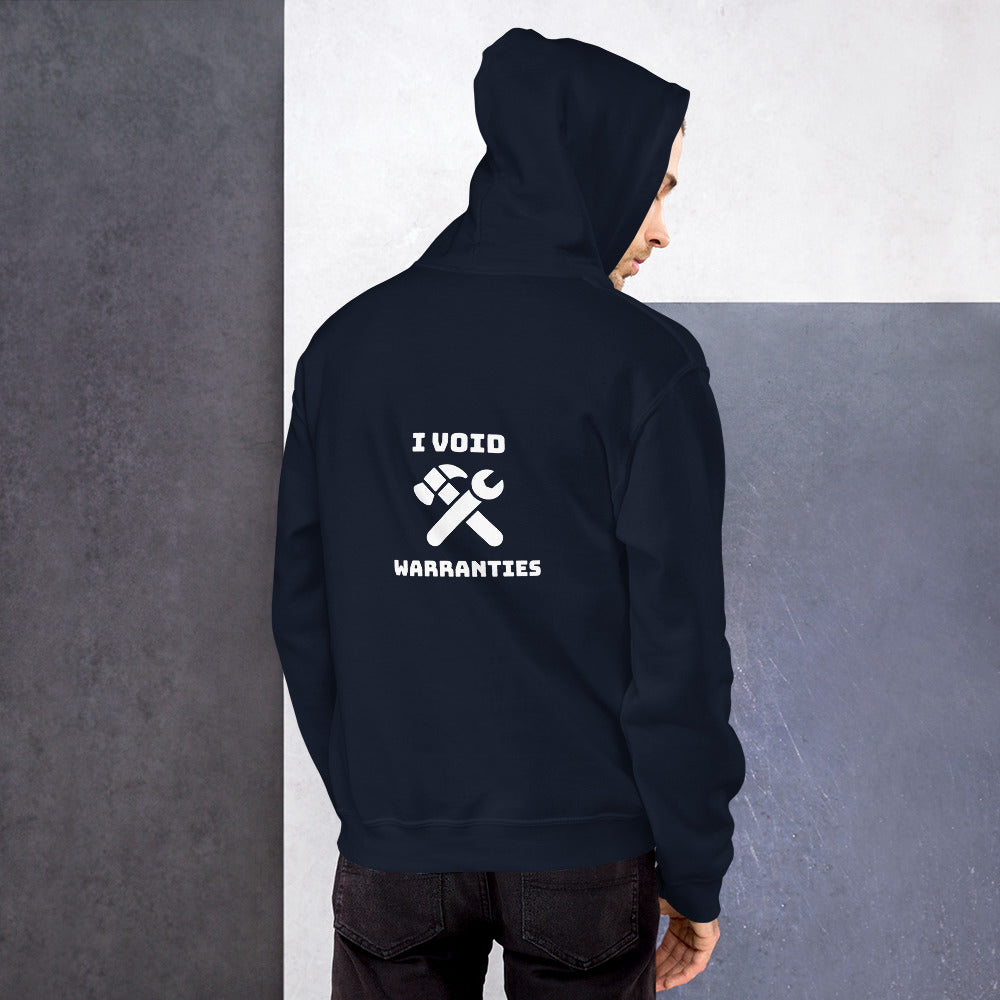 I void warranties - Unisex Hoodie (white text) by DarkByteGear
