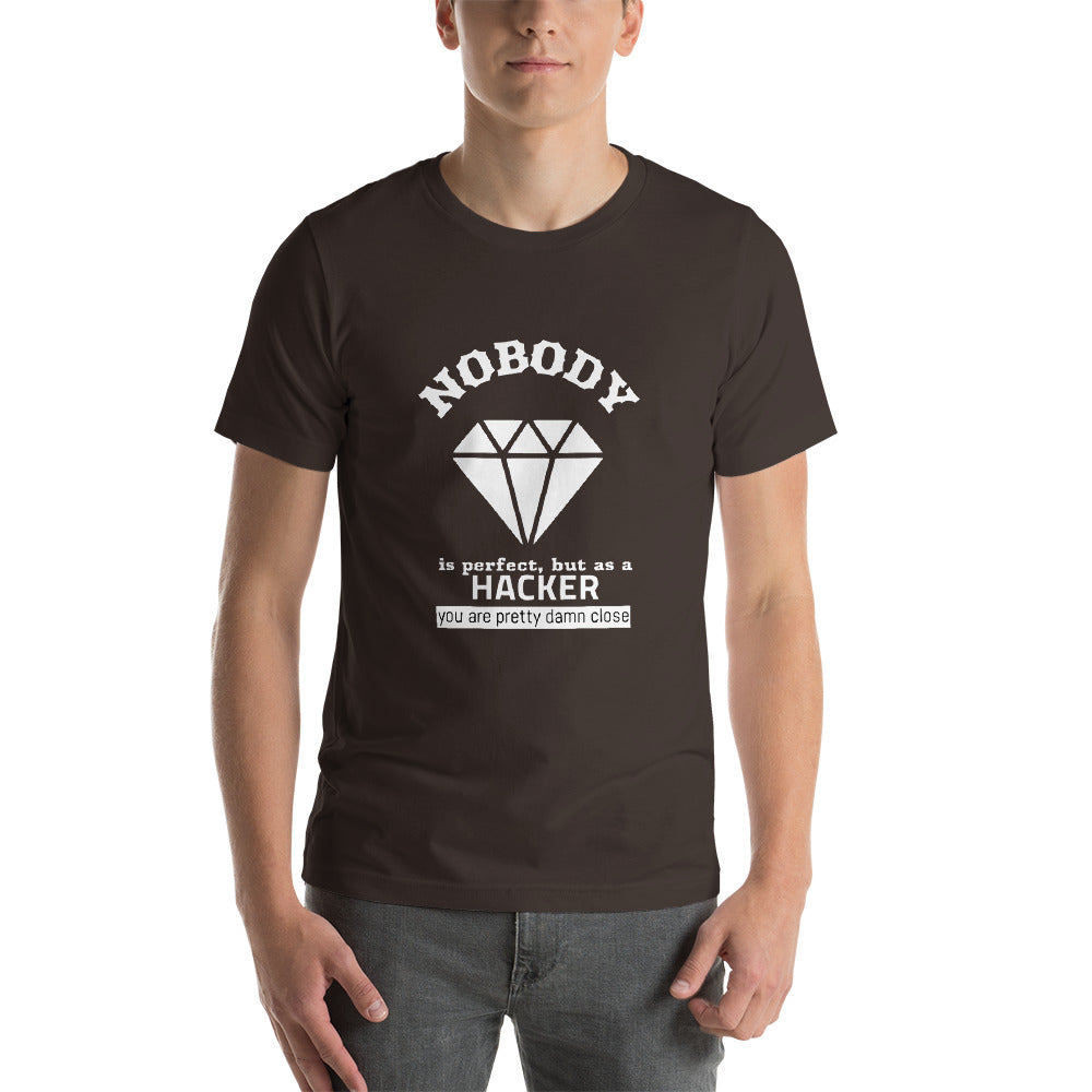Nobody is perfect but as a hacker you are pretty damn close - Short-Sleeve Unisex T-Shirt by DarkByteGear