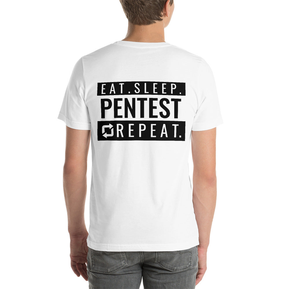 Eat sleep pentest repeat - Short-Sleeve Unisex T-Shirt (white) by DarkByteGear