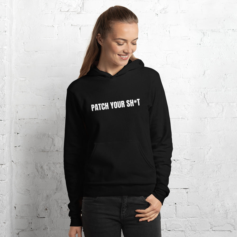 PATCH YOUR SH*T - Unisex hoodie (white text) by DarkByteGear