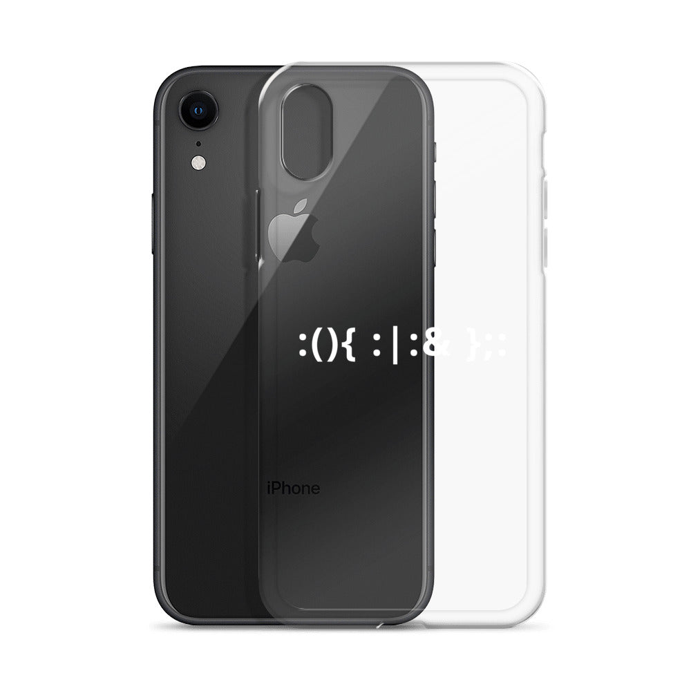 Linux Hackers - Bash Fork Bomb - White Text iPhone Case by DarkByteGear