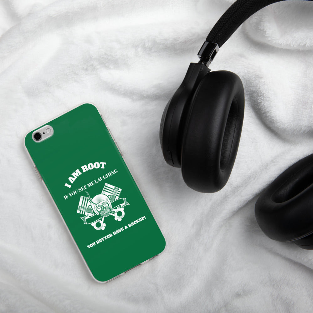 I Am Root If You See Me Laughing You Better Have A Backup - iPhone Case (green) by DarkByteGear