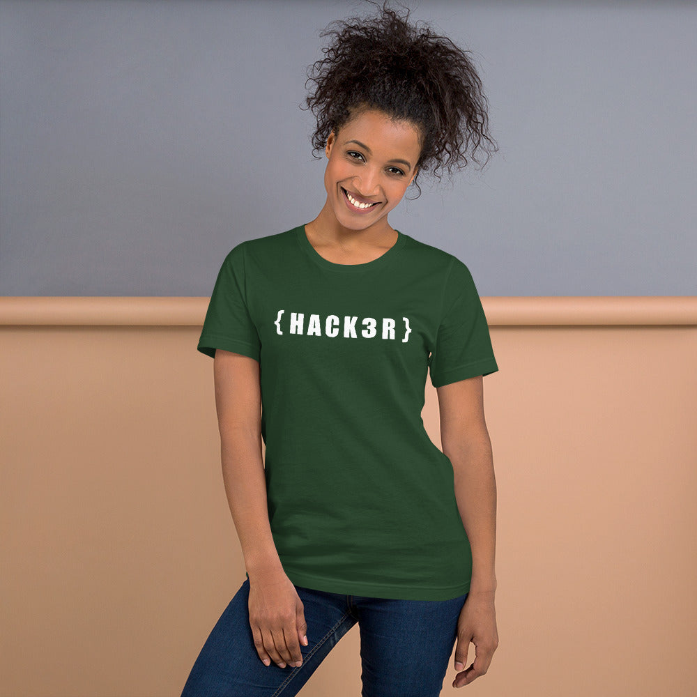 {HACKзR} Short-Sleeve Unisex T-Shirt (white text) by DarkByteGear