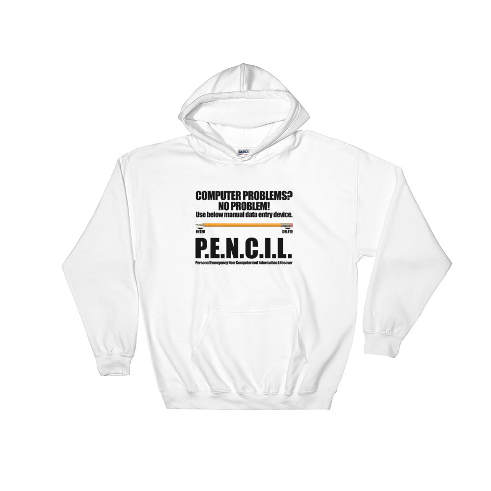 P.E.N.C.I.L. - Hooded Sweatshirt (black text) by DarkByteGear