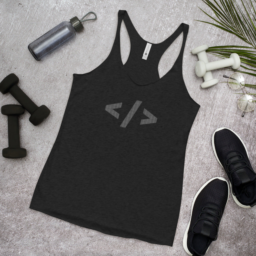 Culture of code in ASCII characters - Women's Racerback Tank by DarkByteGear