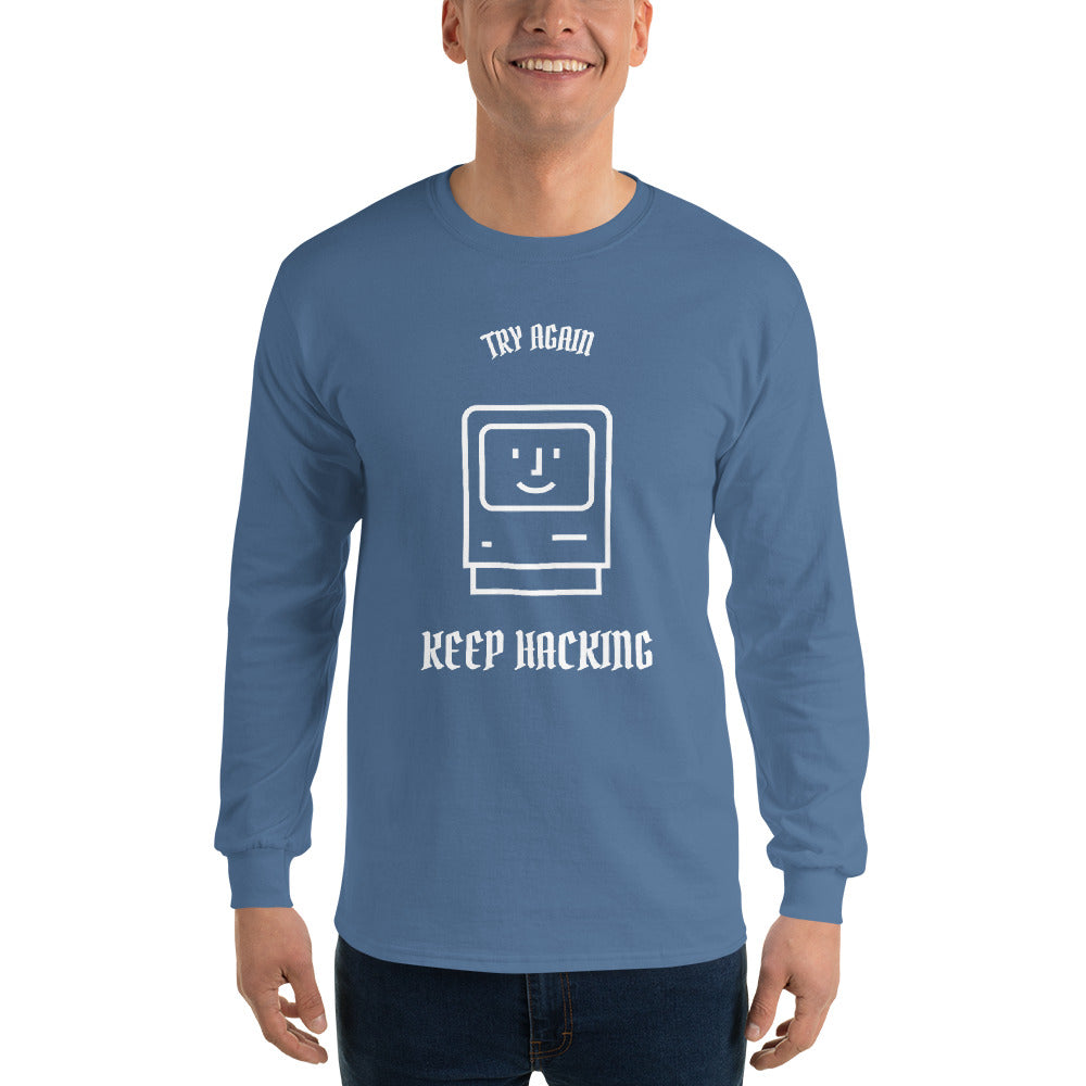 Keep hacking - Long Sleeve T-Shirt (white text) by DarkByteGear