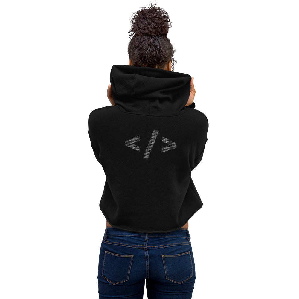 Culture of code in ASCII characters - Crop Hoodie(white text) by DarkByteGear