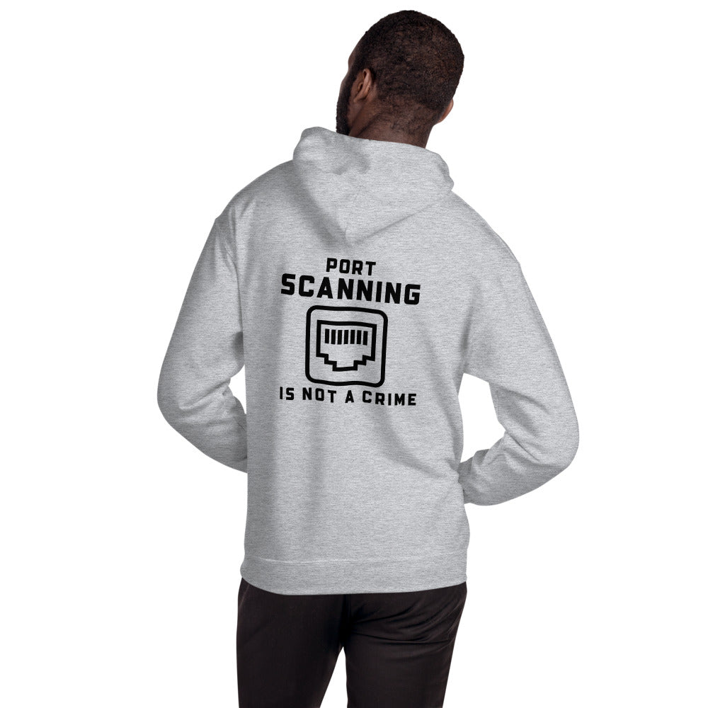 Port Scanning is not a crime - Unisex Hoodie (black text) by DarkByteGear