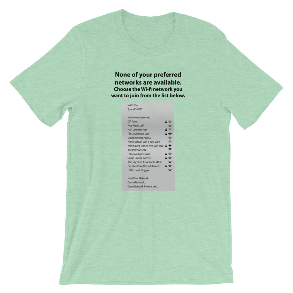 None of your preferred networks are available - Short-Sleeve Unisex T-Shirt (black text) by DarkByteGear