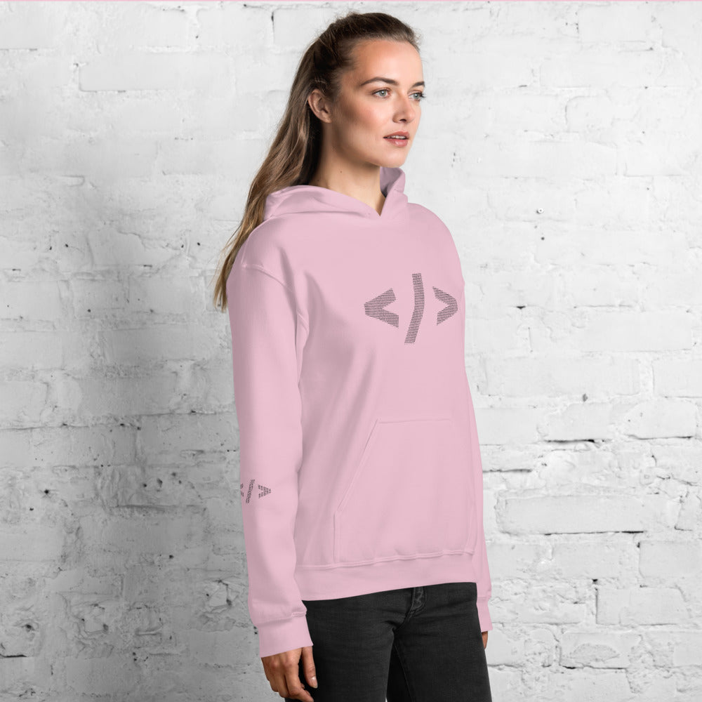Culture of code in ASCII characters - Unisex Hoodie (black text) by DarkByteGear
