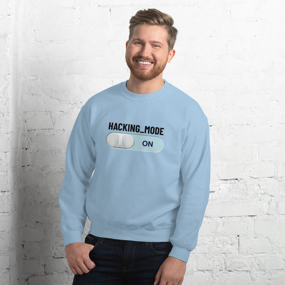 Hacking mode ON - Unisex Sweatshirt (black text) by DarkByteGear