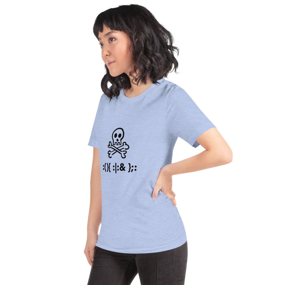 Bash Fork Bomb Linux - Short-Sleeve Unisex T-Shirt (black text) by DarkByteGear