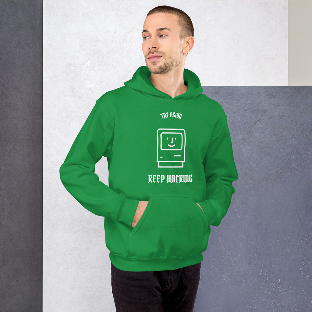 Keep hacking - Hooded Sweatshirt (white text) by DarkByteGear