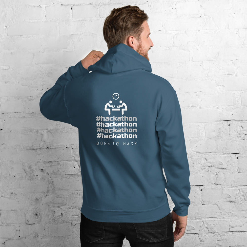 #hackathon - Unisex Hoodie (white text) by DarkByteGear