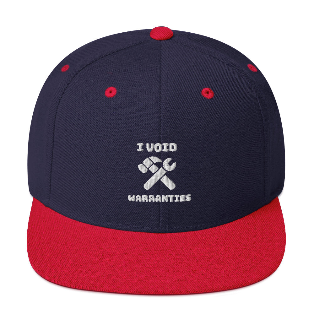 I void warranties - Snapback Hat (white text) by DarkByteGear