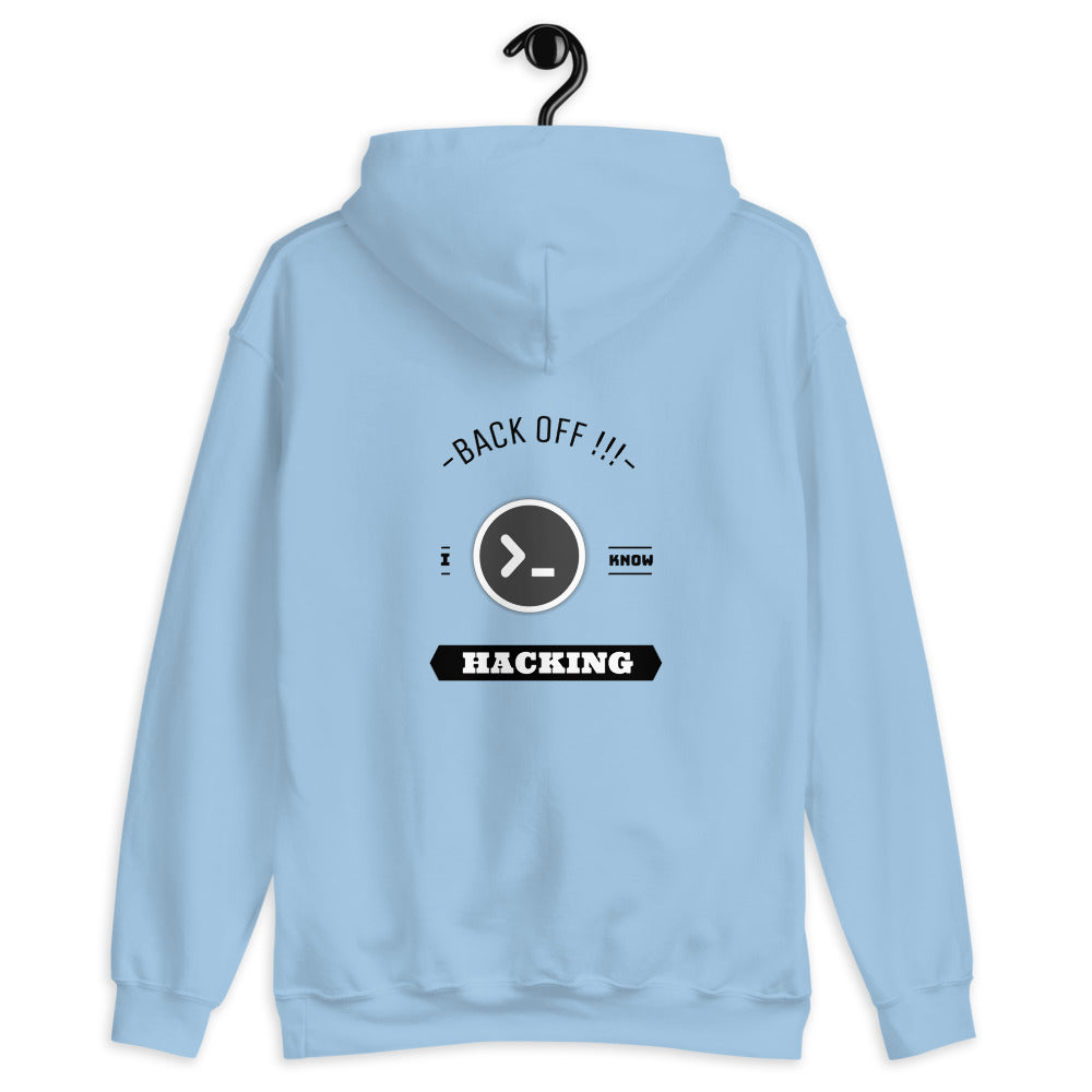 Back off I know hacking - Unisex Hoodie (black text) by DarkByteGear