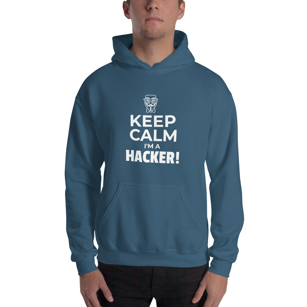 Keep Calm I'm a hacker! - Hooded Sweatshirt (white text) by DarkByteGear