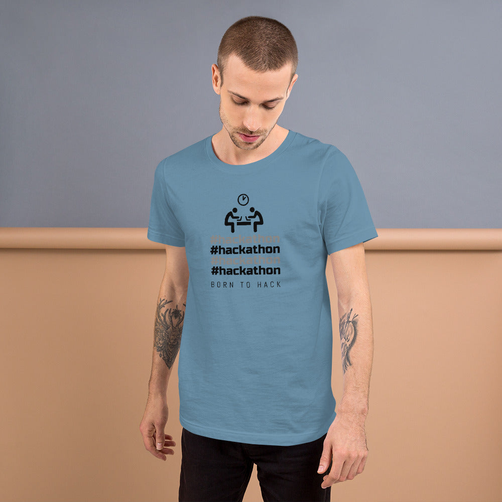 #hackathon - Short-Sleeve Unisex T-Shirt (black text) by DarkByteGear