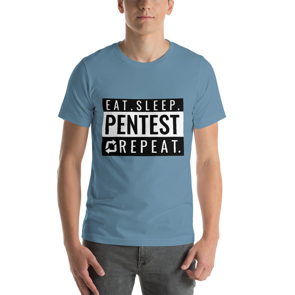 Eat sleep pentest repeat - Short-Sleeve Unisex T-Shirt (white) by DarkByteGear