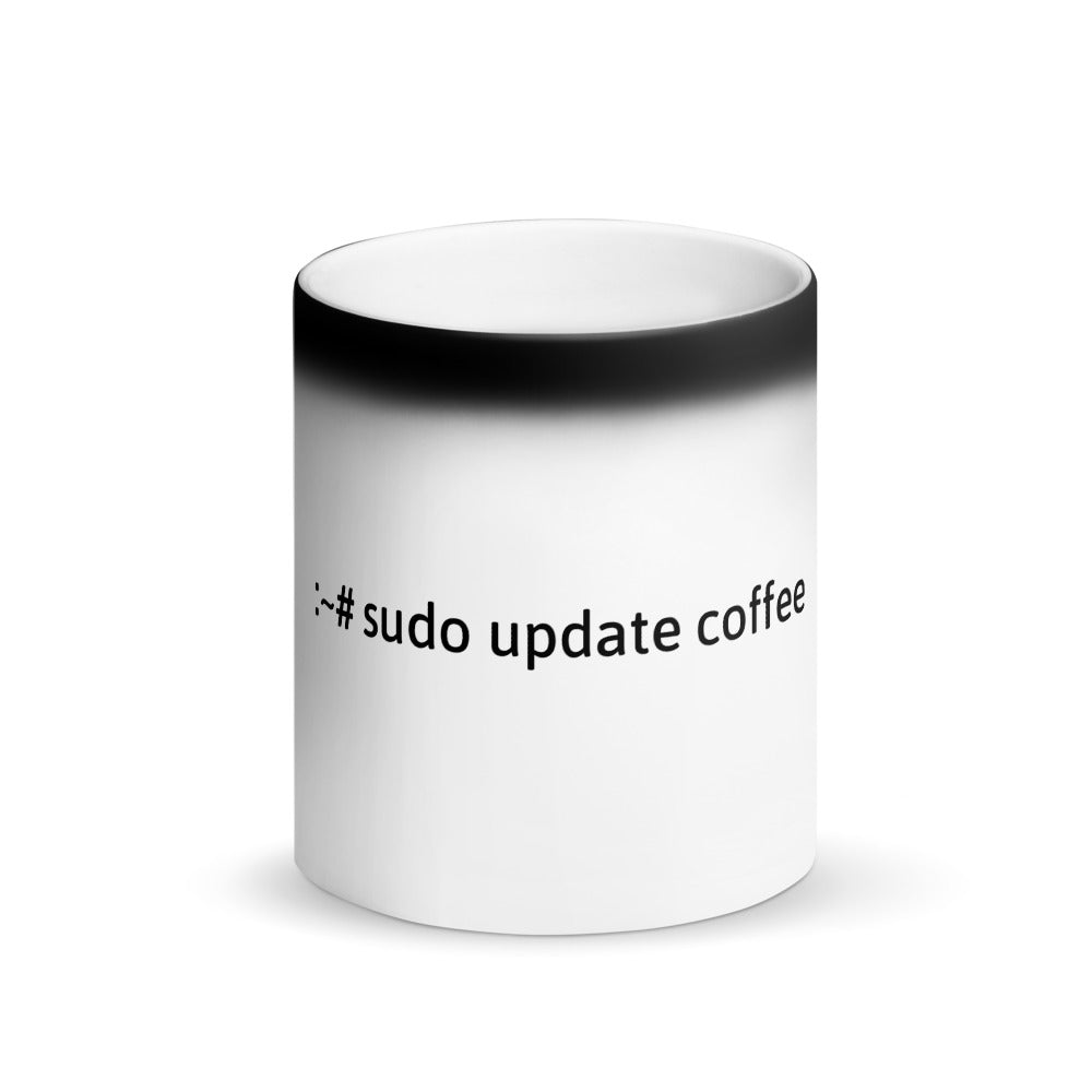 "sudo update coffee" Hacker Mug (Matte Black Magic) by DarkByteGear