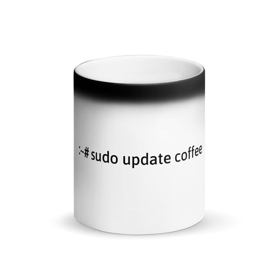 "sudo update coffee" Hacker Mug (Matte Black Magic) by DarkByteGear