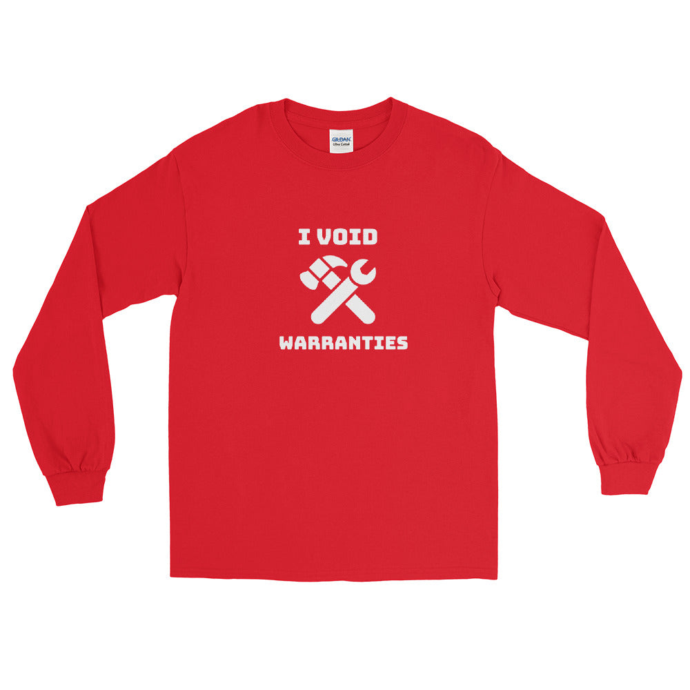 I void warranties - Men’s Long Sleeve Shirt (white text) by DarkByteGear