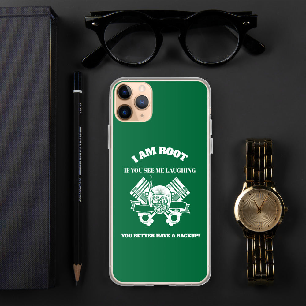 I Am Root If You See Me Laughing You Better Have A Backup - iPhone Case (green) by DarkByteGear