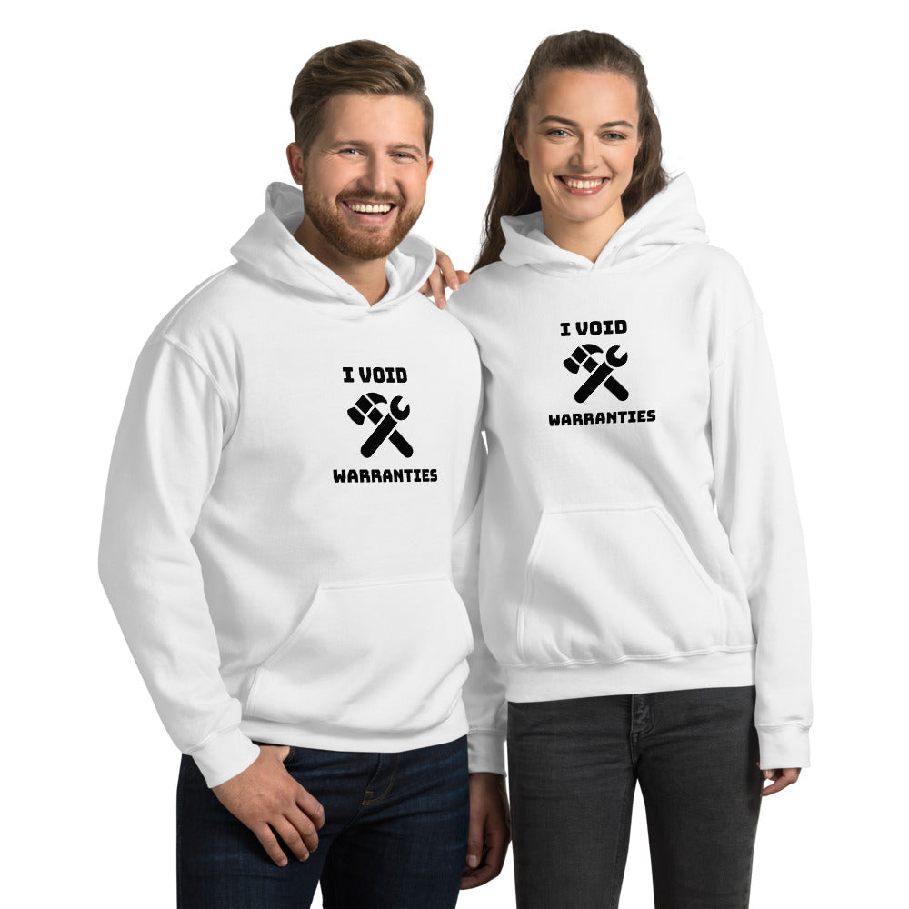 I void warranties - Unisex Hoodie (black text) by DarkByteGear