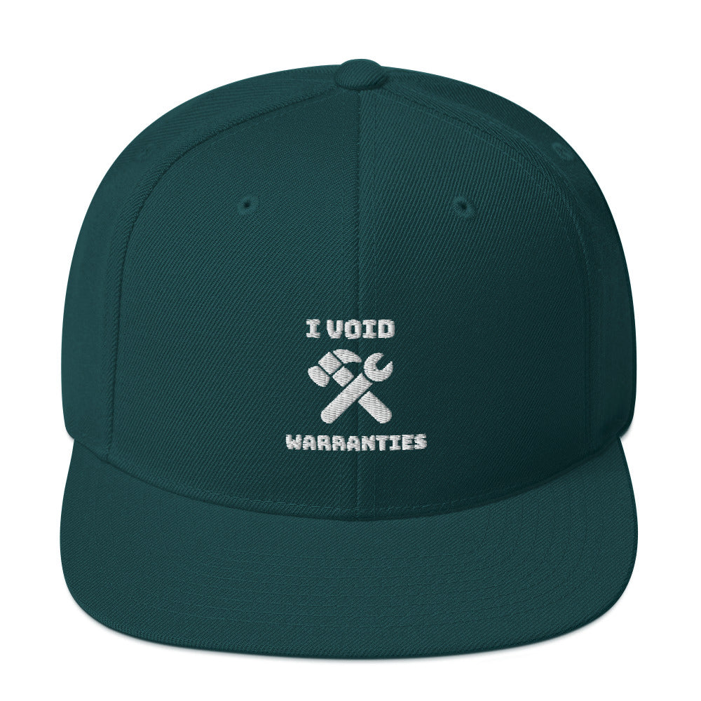 I void warranties - Snapback Hat (white text) by DarkByteGear