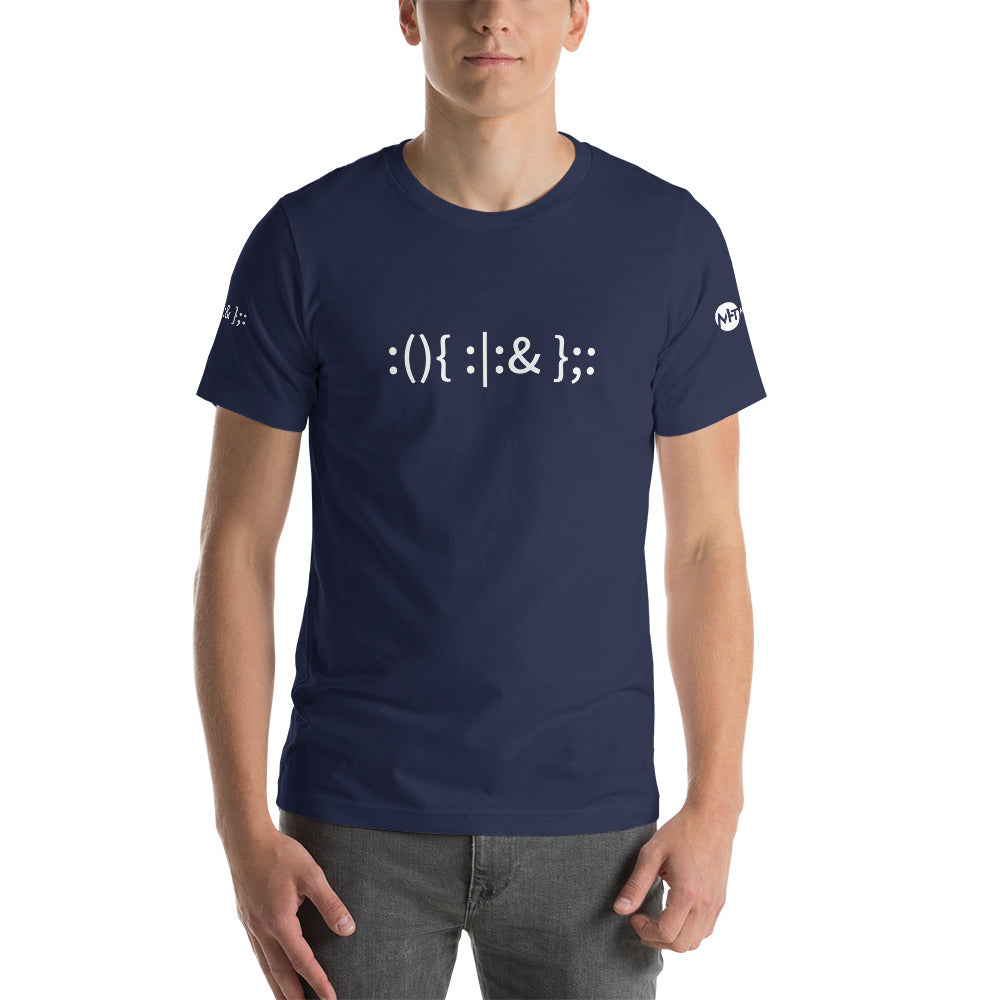 Linux Hackers - Bash Fork Bomb - Text Short-Sleeve Unisex T-Shirt by DarkByteGear
