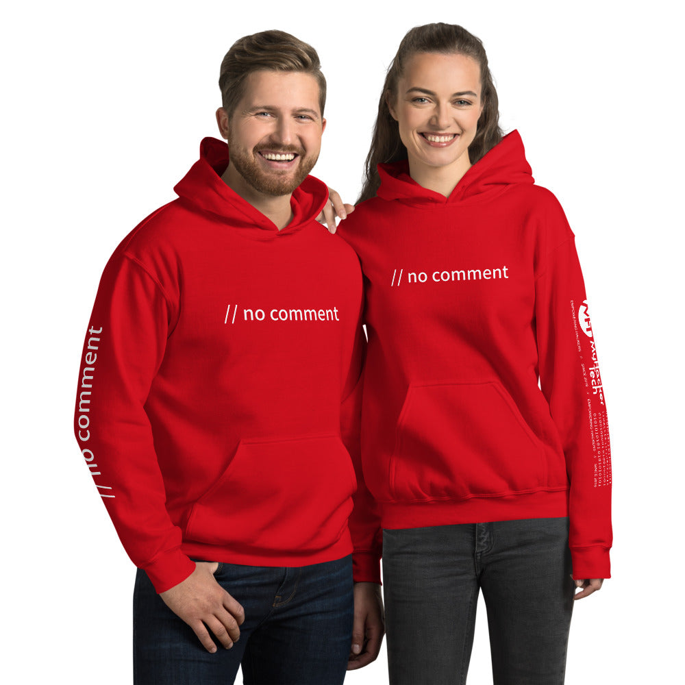 // no comment - Unisex Hoodie ( with sleeve and front designs ) by DarkByteGear