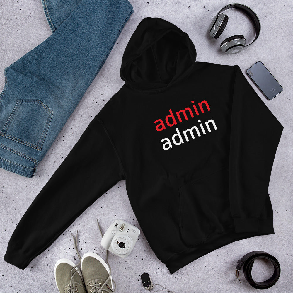 admin admin - Hooded Sweatshirt (white text) by DarkByteGear