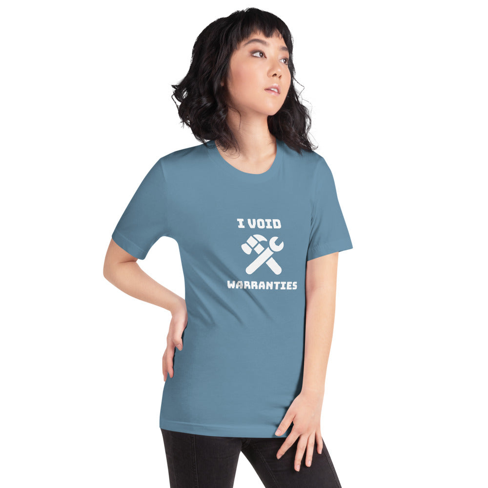 I void warranties - Short-Sleeve Unisex T-Shirt (white text) by DarkByteGear