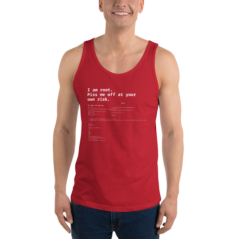 I am root. Piss me off at your own risk - Unisex Tank Top by DarkByteGear