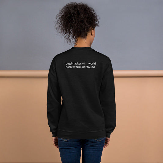 Linux Tweaks - world not found - Unisex Sweatshirt (with back design) by DarkByteGear