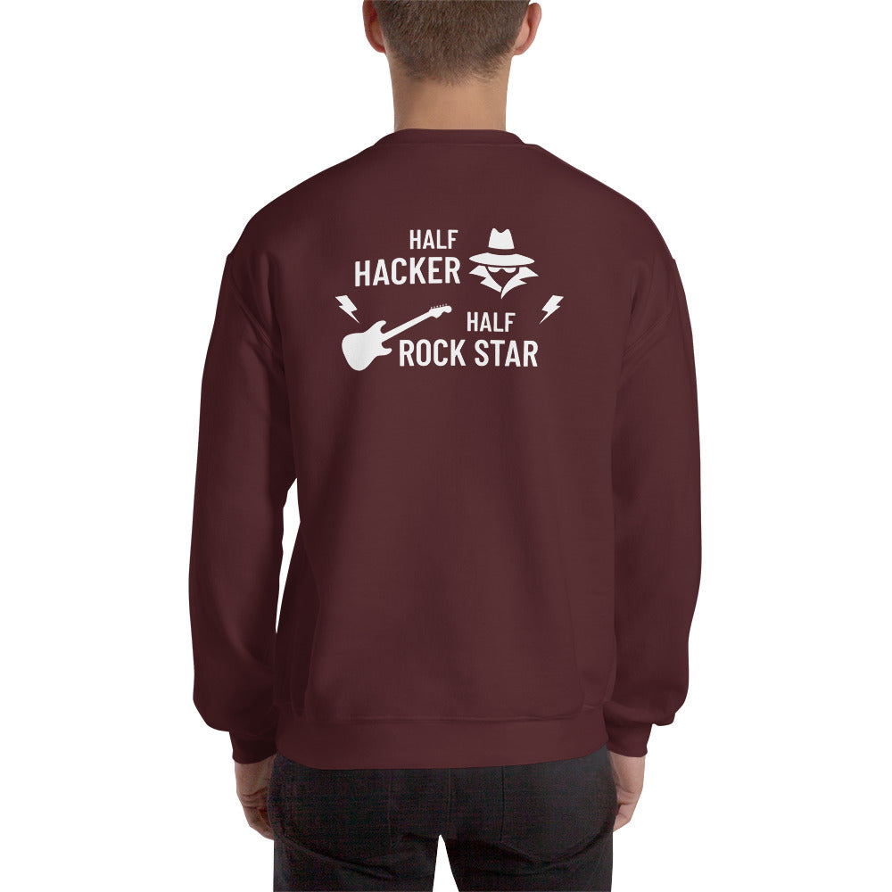 Half Hacker Half Rock Star - Unisex Sweatshirt (white text) by DarkByteGear