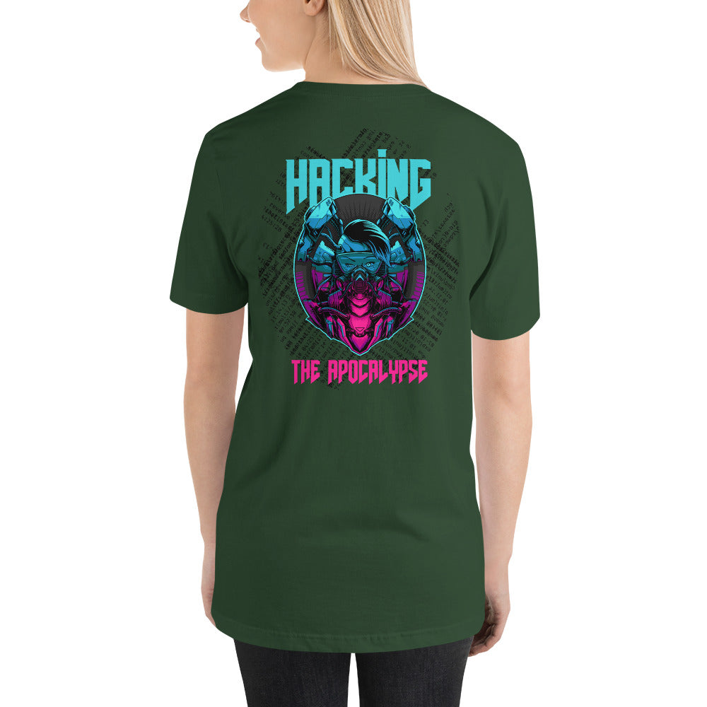 Hacking the apocalypse v2 - Short-Sleeve Unisex T-Shirt (with back design) by DarkByteGear