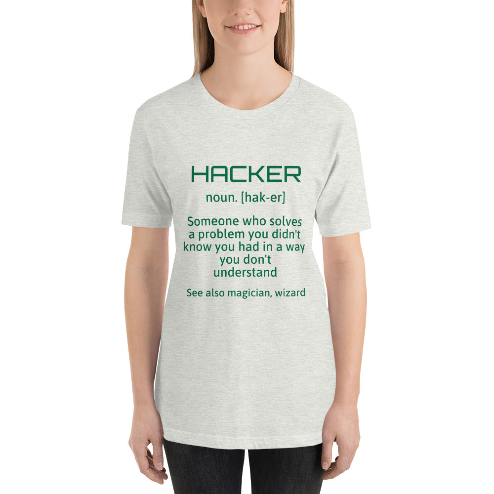 Hacker - Short-Sleeve Unisex T-Shirt (green text) by DarkByteGear