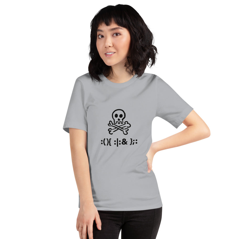 Bash Fork Bomb Linux - Short-Sleeve Unisex T-Shirt (black text) by DarkByteGear
