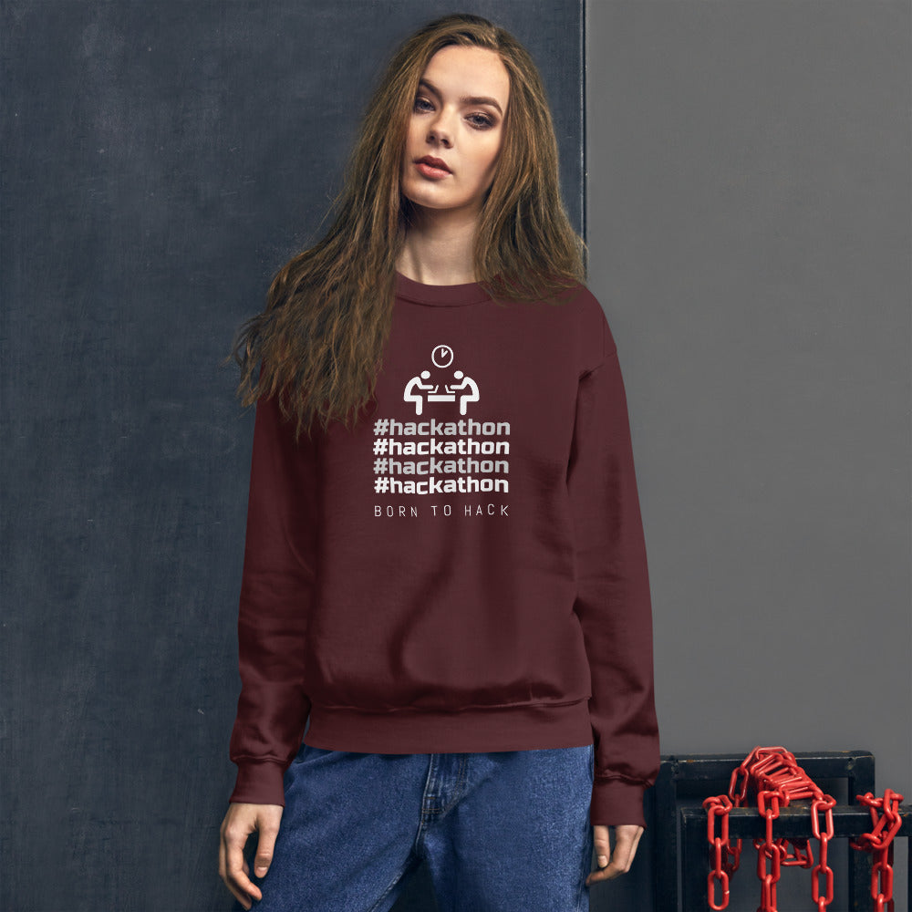 #hackathon - Unisex Sweatshirt (white text) by DarkByteGear