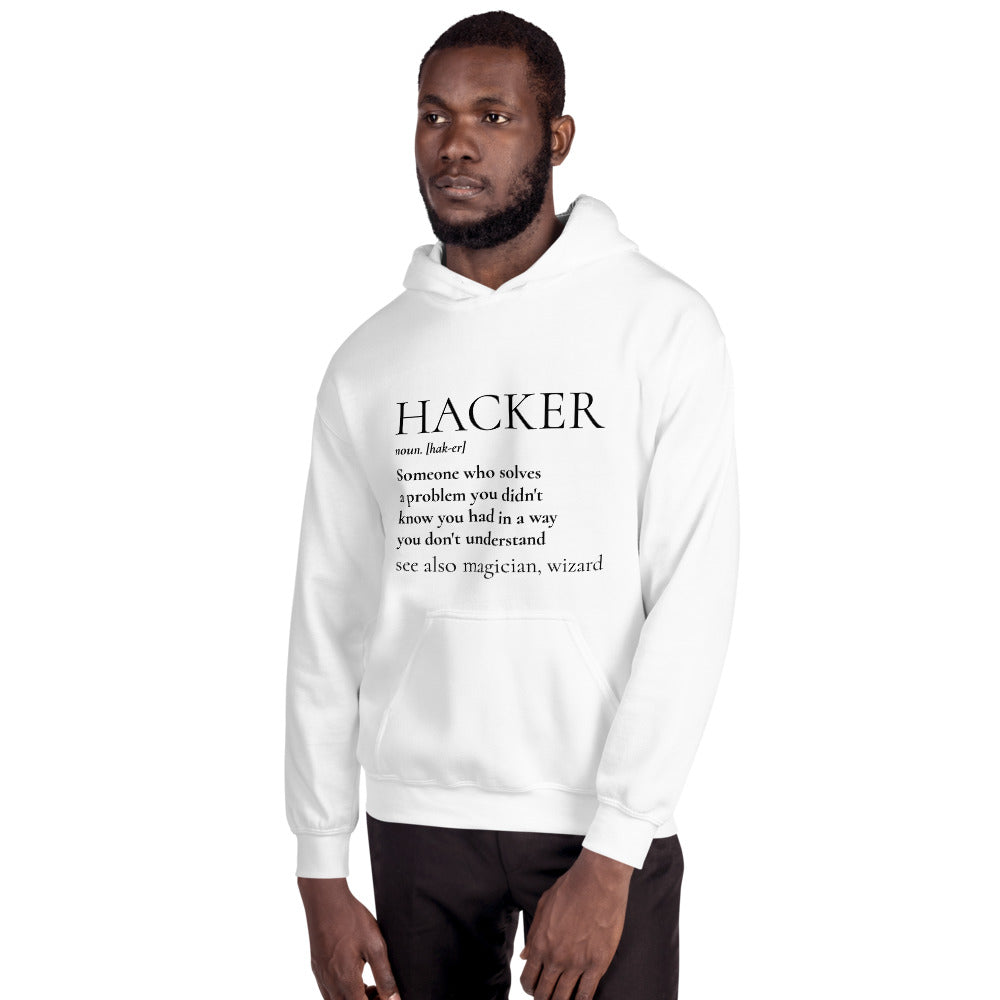 HACKER noun. [hak-er] - Unisex Hoodie (black text) by DarkByteGear