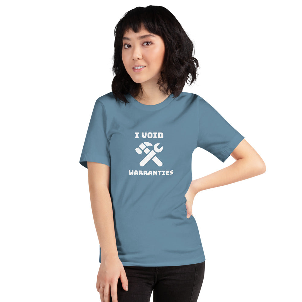 I void warranties - Short-Sleeve Unisex T-Shirt (white text) by DarkByteGear
