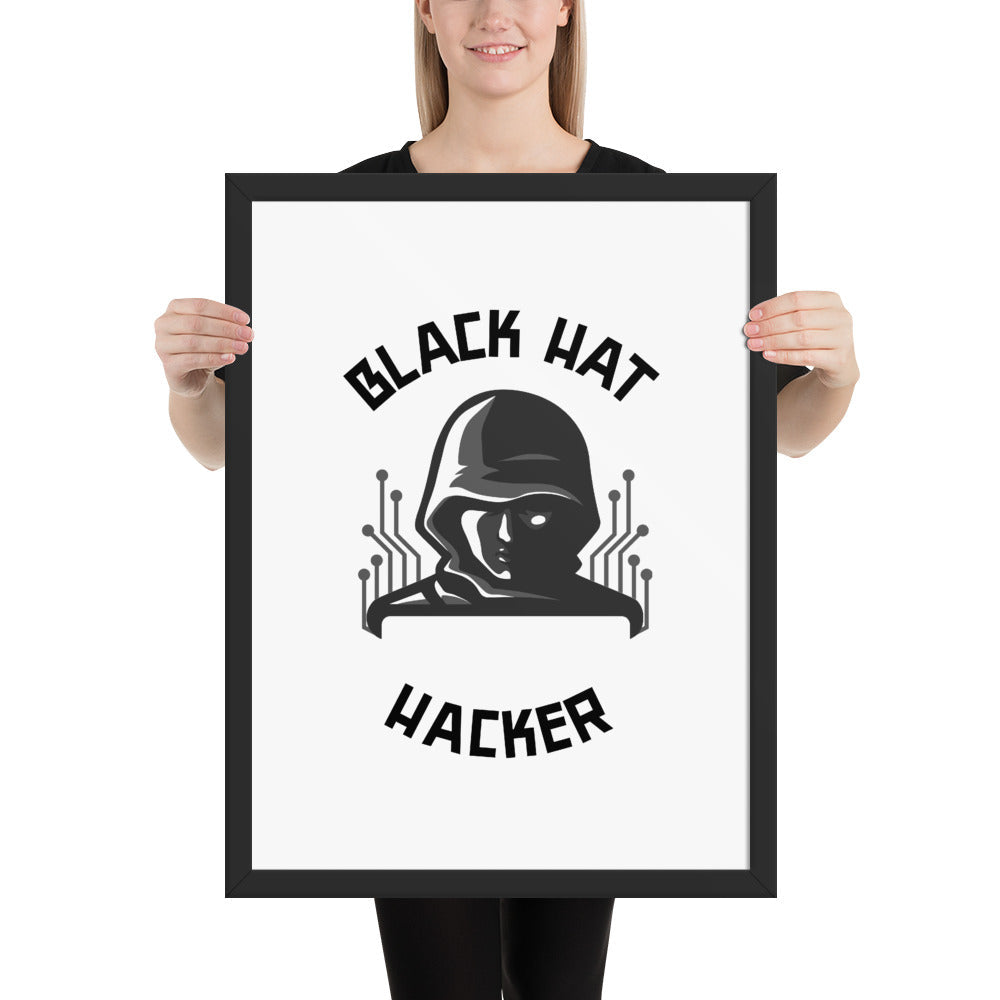 Black Hat Hacker - Framed poster by DarkByteGear