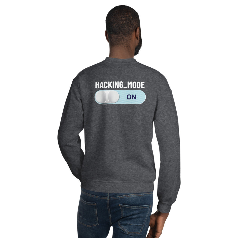 Hacking mode ON - Unisex Sweatshirt (white text) by DarkByteGear