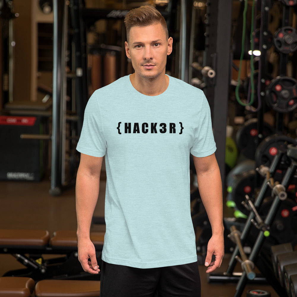 {HACKзR} Short-Sleeve Unisex T-Shirt (black text) by DarkByteGear